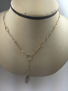 【送料無料】ネックレス　ソリッドｋゴールドスモークドロップクリップsolide 14k or lumire fum tapaz goutte collier｜hokushin