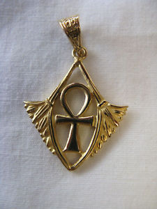 【送料無料】ネックレス　エジプトｋイエローゴールドペンダントシングルankh egyptien cl of life fleur de lotus 18k or jaune pendentif 25cm unique｜hokushin