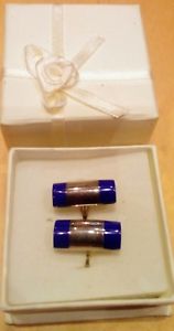 【送料無料】メンズアクセサリ&mdash;　925スターリングカフスリンクcontemporary 925 sterling silver and blue cufflinks｜hokushin