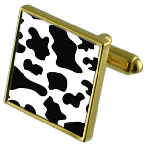 【送料無料】メンズアクセサリ―　カウスキンプリントカフスボタンクリスタルタイクリップセットcow skin print goldtone cufflinks crystal tie clip gift set