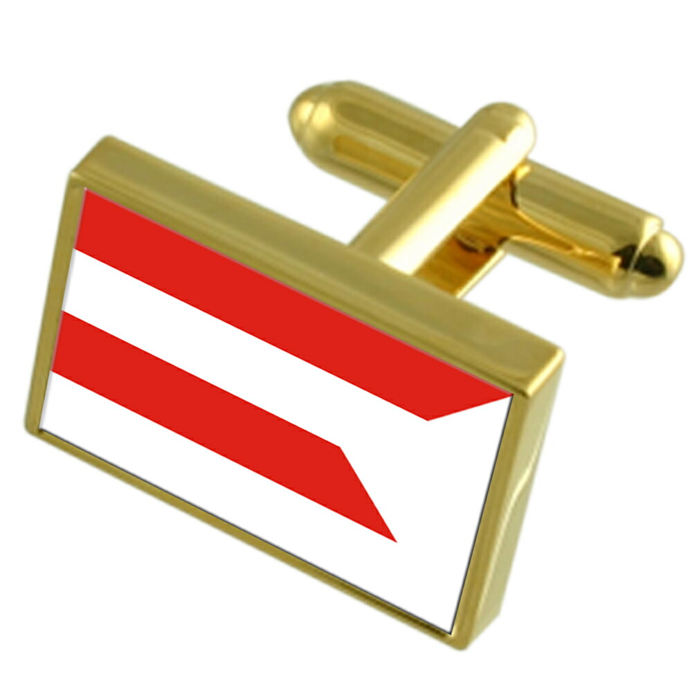 【送料無料】メンズアクセサリ―　シティスロバキアゴールドフラッグカフスボタンボックスpresov city slovakia gold flag cufflinks engraved box
