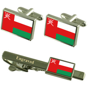 【送料無料】メンズアクセサリ&mdash;　オマーンカフスボタンタイクリップマッチングボックスoman flag cufflinks engraved tie clip matching box set｜hokushin