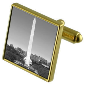 【送料無料】メンズアクセサリ―　ワシントンモニュメントカフスボタンクリスタルタイクリップセットwashington dc monument goldtone cufflinks crystal tie clip gift set
