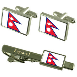 【送料無料】メンズアクセサリ―　ネパールカフスボタンタイクリップマッチングボックスnepal flag cufflinks engraved tie clip matching box set