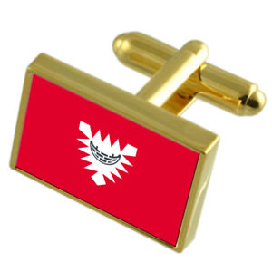 【送料無料】メンズアクセサリ― キールドイツゴールドフラッグカフスボタンボックスkiel city germany gold flag cufflinks engraved box