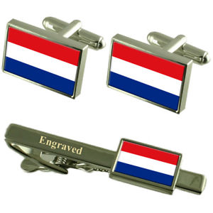 【送料無料】メンズアクセサリ―　オランダカフスボタンタイクリップマッチングボックスthe netherlands flag cufflinks engraved tie clip matching box set