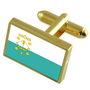 【送料無料】メンズアクセサリ―　ウクライナゴールドフラッグカフスボタンボックスpoltava city ukraine gold flag cufflinks engraved box
