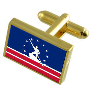 【送料無料】メンズアクセサリ―　リッチモンドアメリカゴールドフラッグカフスボタンボックスrichmond city usa gold flag cufflinks engraved box