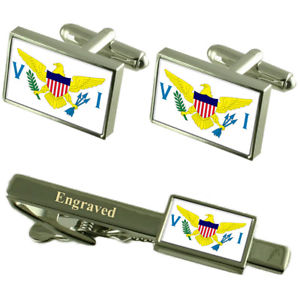 【送料無料】メンズアクセサリ―　バージンカフスボタンタイクリップマッチングボックスvirgin islands flag cufflinks engraved tie clip matching box set
