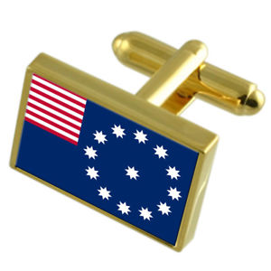 【送料無料】メンズアクセサリ―　アメリカゴールドフラッグカフスボタンボックスeaston city usa gold flag cufflinks engraved box