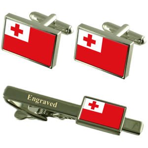 【送料無料】メンズアクセサリ―　トンガカフスボタンタイクリップマッチングボックスtonga flag cufflinks engraved tie clip matching box set