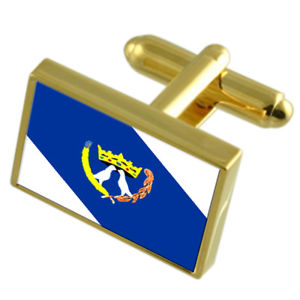 【送料無料】メンズアクセサリ―　カフスボタンボックスponta grossa city south region gold flag cufflinks engraved box