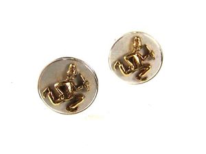 【貨物輸送無料】メンズ付属物― ビンテージカフスボタンノーブランドvintage goldtone amp; white keystone cop cufflinks unbranded 31816