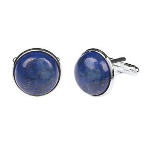 【貨物輸送無料】メンズ付属物― mens折り返し繋がりmens dark navy blue cufflinks boxed silver lapis lazuli gemstone work wedding