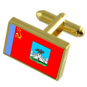 【送料無料】メンズアクセサリ&mdash;　ロシアゴールドフラッグカフスボタンボックスoryol city russia gold flag cufflinks engraved box｜hokushin