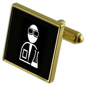 【送料無料】メンズアクセサリ―　カフスボタンクリスタルタイクリップセットscientist chemist goldtone cufflinks crystal tie clip gift set