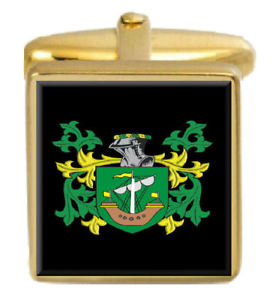 【送料無料】メンズアクセサリ―　イングランドカフスボタンボックスコートgroom england family crest surname coat of arms gold cufflinks engraved box