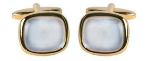 【貨物輸送無料】メンズ付属物― 座布団ゴールド一皿mother of pearl large cushion stone gold plate cufflink