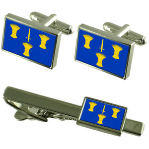 【送料無料】メンズアクセサリ―　チェシャーカフスボタンタイクリップボックスセットcheshire county england flag cufflinks tie clip box gift set