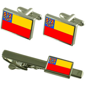 【送料無料】メンズアクセサリ―　ズノイモチェコフラグカフスリンクネクタイピンセットznojmo city czech republic flag cufflinks tie clip box gift set