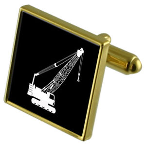 【送料無料】メンズアクセサリ―　クレーンリフトカフスリンクネクタイピンセットbuilder crane lift goldtone cufflinks crystal tie clip gift set
