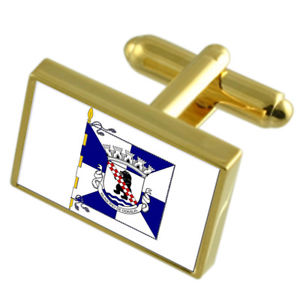 【送料無料】メンズアクセサリ―　ポルトガルゴールドフラッグカフスボタンボックスodivelas city portugal gold flag cufflinks engraved box