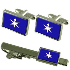 【送料無料】メンズアクセサリ―　フラグカフスリンクネクタイピン55mmセットflag chiba prefecture cufflinks box gift set matching tie clip 55mm