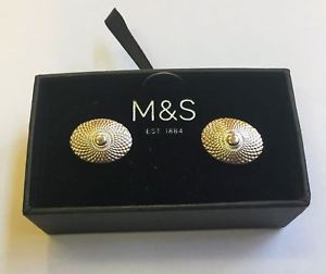 【送料無料】メンズアクセサリ―　メンズシルバースパイラルテクスチャードカフリンクスmamp;s mens silver colour oval spiral textured cufflinks bnib