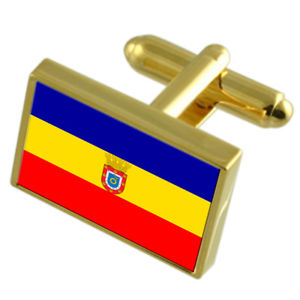 【送料無料】メンズアクセサリ―　pudahuelチリフラグカフスリンクpudahuel city chile gold flag cufflinks engraved box