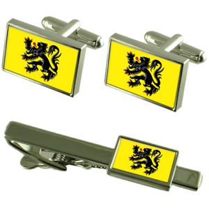 【送料無料】メンズアクセサリ&mdash;　フランドルカフスボタンタイクリップマッチングボックスセットflemish region flag cufflinks tie clip matching box gift set｜hokushin