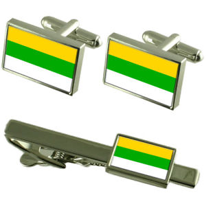 【送料無料】メンズアクセサリ―　ズニェシティチェコカフスボタンタイクリップボックスセットfrantiskovy lazne city czech republic flag cufflinks tie clip box gift set