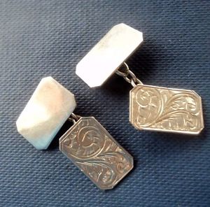 【送料無料】メンズアクセサリ―　ビンテージシルバーカフスボタンvintage gents attractive silver patterned cufflinks c193050s not engraved