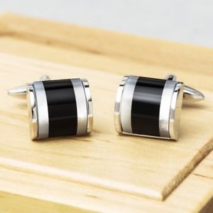 【貨物輸送無料】メンズ付属物― トップドロワーオニキスカフリンクスtop drawer onyx cufflinks