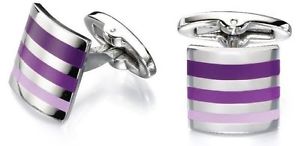 【貨物輸送無料】メンズ付属物― カフリンクスフレッドベネットステンレススチールストライプカフスボタンcuff links fred bennett stainless steel purple shades stripe cufflinks v484