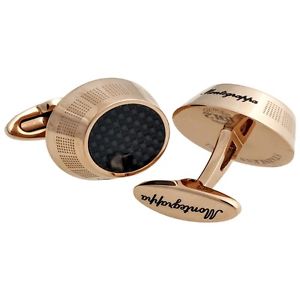 【送料無料】メンズアクセサリ— ローズゴールドカーボンイタリアファイバカフスボタンmontegrappa miya rose gold carbon fiber cufflinks idmyclfr made in italy|hokushin