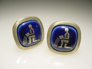 【送料無料】メンズアクセサリ― ビンテージスターリングコペンハーゲンカフリンクvintage sterling copenhagen porcelain astrology aquarius cuff links h siersbol