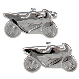 【送料無料】メンズアクセサリ―　スターリングシルバーバイクカフスボタンメンズsterling silver motorbike cufflinks mens gift