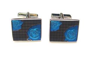 【送料無料】メンズアクセサリ&mdash;　テッドベイカーカフスリンクted baker cufflinks blue flowers enamel groom wedding｜hokushin