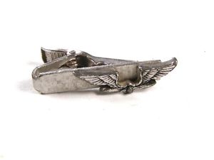 【送料無料】メンズアクセサリ―　パイロットウィングス？タイクラスプノーブランド1950s 60s silvertone pilot wings tie clasp unbranded101615
