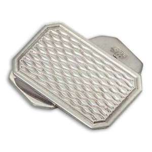 【貨物輸送無料】メンズ付属物― ライトスターリングシルバーエンジンカフスボタンオンlight 925 sterling silver engine turned double sided rectangular cufflinks