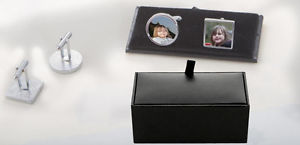 【送料無料】メンズアクセサリ―　パーソナライズテキストボックスカフリンクスpersonalised photo text wedding anniversary cufflinks with gift box