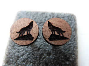【送料無料】メンズアクセサリ―　マホガニーカフスボタンhowling wolf mahogany wood wooden cufflinks silver plated