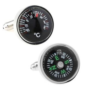 【送料無料】メンズアクセサリ―　コンパスカフリンクスハイキングworking compass and temperature gauge cufflinks novelty hiking naval wedding