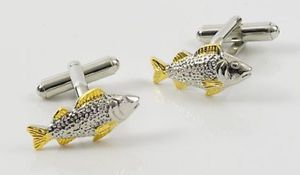 【送料無料】メンズアクセサリ―　カフスボタンシルバーカフリンクスnovelty fish cufflinks fishing gift silver amp; gold cuff links 12550