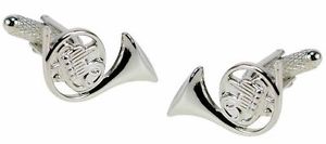 【送料無料】メンズアクセサリ&mdash;　フレンチホルンカフスボタンボックスfrench horn cufflinks silver finish ingift box 22660｜hokushin