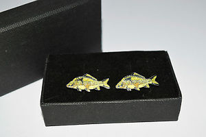 【送料無料】メンズアクセサリ&mdash;　ミラーカフスボタンボックススポーツエナメルシャツmirror carp fish cufflinks gift boxed novelty fishing sport wedding enamel shirt｜hokushin