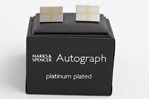 【送料無料】メンズアクセサリ―　サインプラチナクロスロゴカフスリンクautograph platinum plated cufflinks with cross logo embossed
