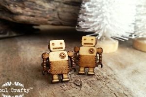 【送料無料】メンズアクセサリ―　ブリキロボットカフリンクスレトロtin robot wooden cufflinks retro toys children toys dad grooms bestman groomsman