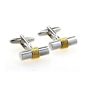 【送料無料】メンズアクセサリ―　2バレルカフスリンクィスelegant two tone gold silver barrel round cufflinks smart ice wedding uk