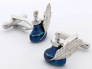 【送料無料】メンズアクセサリ―　ペンボックスインクポットカフリンクスquill pen and ink pot novelty cufflinks in cufflink gift box 22659